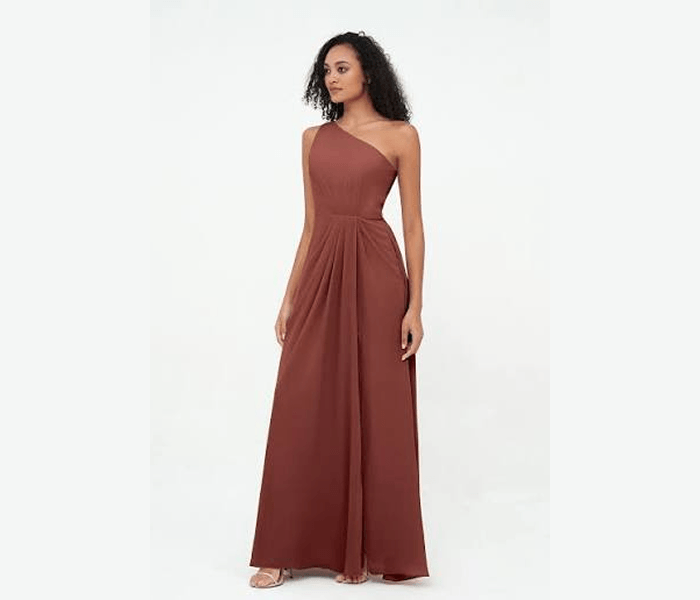 Terracotta Satin Cowl Back Dress